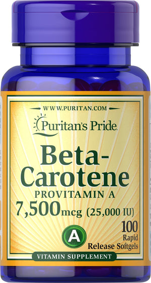 Puritan's Pride Beta-Carotene 25,000 IU - 100 Softgels