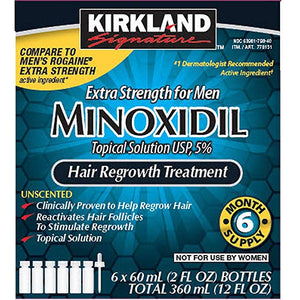 Minoxidil Kirkland 5% - Caixa com 06 Frascos (6 meses tratamento)