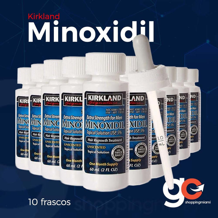 Minoxidil Kirkland 5% - Kit com 10 Frascos (10 meses de tratamento) - frete incluso